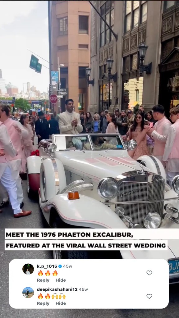 Viral Wall Street wedding featuring a 1976 Phaeton Excalibur vintage car